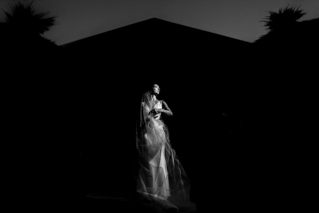 Portrait d'une mariée portant le voile à l'île de Tara, pris par une photographe de mariage à Toulouse